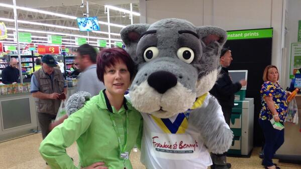 Wolfie in store today - come &amp; have a hug &amp; a photo! ;) Pictured Wolfie &amp; Liz CLC