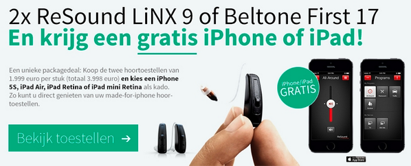 Bij OogvoorOren.nl mag je GRATIS een Apple product uitzoeken bij je #ResoundLinx en #BeltoneFirst. #Smarthoren
