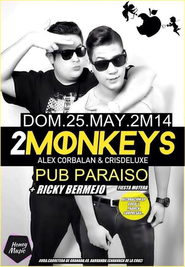 2Monkeysdjs's tweet photo. //Domingo 25//
Nos vamos rumbo a Barranda @PubParaiso junto a @djrickybermejo 
#DomingoDeLio http://t.co/vrfMVx6Lyf