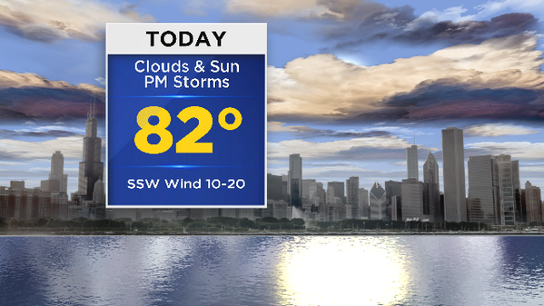 MeganGlaros's tweet photo. A little taste of Summer today with temps in the 80s.  We will see strong storms tonight. Stay tuned to @cbschicago! http://t.co/lCL0ac44W4