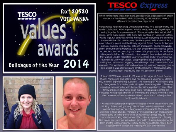 Express Colleague of the Year Vanda French - Read her amazing story and Retweet - Please Text 80580 VOTE VANDA
