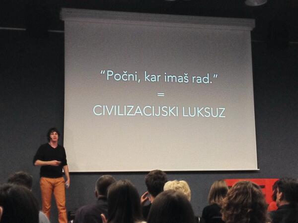 Eva_Pozar's tweet photo. Matic Bitenc na #TEDxFDV o kreativni frustraciji. http://t.co/zkXZUlyB55