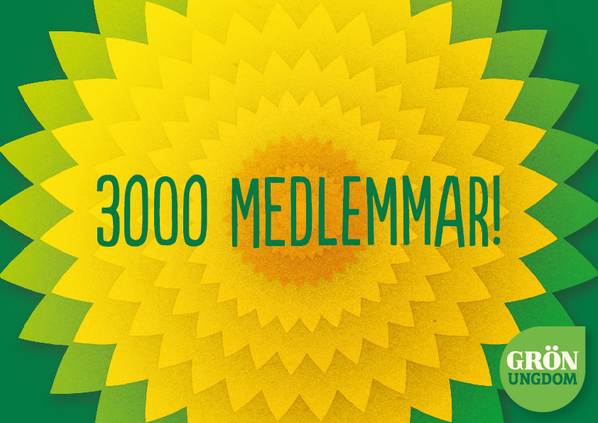 3000 medlemmar! Vi växer så det knakar och har ökat med nära 50 % sedan februari! #redoför #grönu