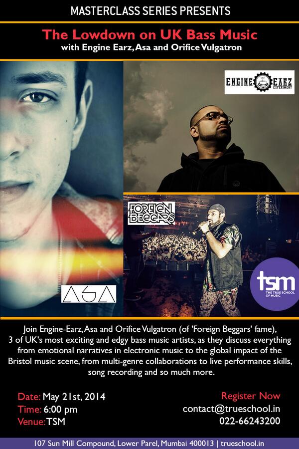 TrueSchoolMusic's tweet image. We're Going big and International with #TSMMasterclass Tomorrow 21st 6pm with @asabristol @EngineEarz @ForeignBeggars