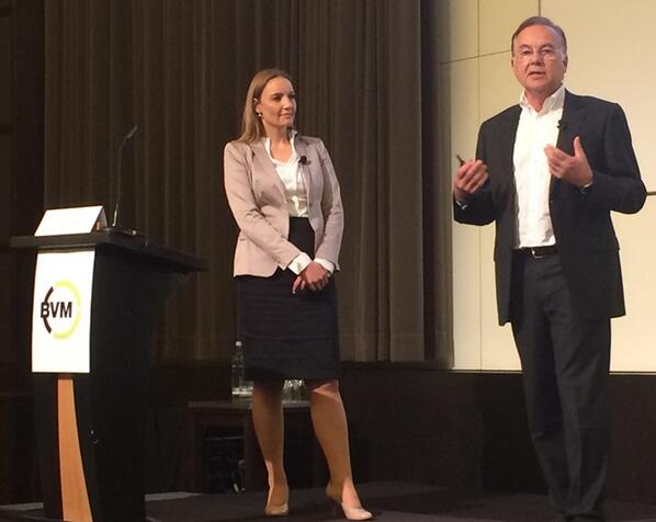 NIQDeutschland's tweet photo. Siegfried Högl und Konstanze Fichtner von #Gfk jetzt live #bvm2014 http://t.co/cHa9cWNbfW