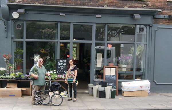 patchworkchairs's tweet photo. Here's a couple of my mates who own the green room cafe in sunny Stoke Newington Church Street http://t.co/z7nuVEye36