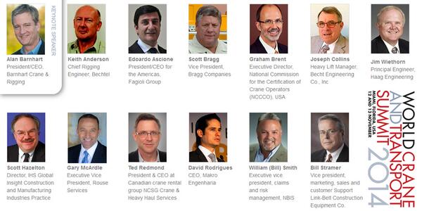 It's a great lineup of speakers at 2014's World #Crane &amp; Transport Summit. Book your place at bit.ly/1teXQu8!