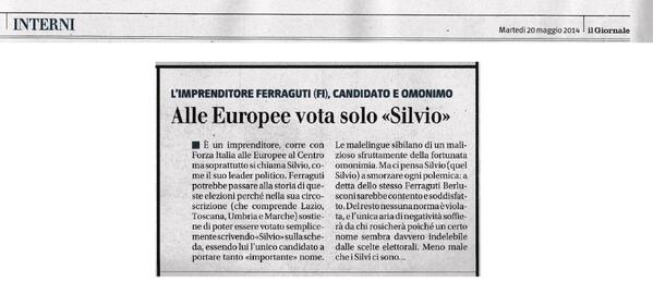 Il Giornale di oggi #scriviSilvio #votaSilvio #tornaSilvio #ForzaItalia #elezionieuropee ilgiornale.it/news/interni/a…