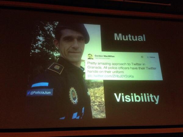 kush2000's tweet image. Patrick Meier - Granada police officers wearing Twitter handle #iscram2014