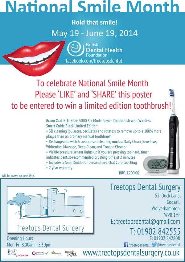 To celebrate <a href="/smilemonth/">National Smile Month</a> we are kicking off a competition please retweet to be in with a chance to win! #NSM14