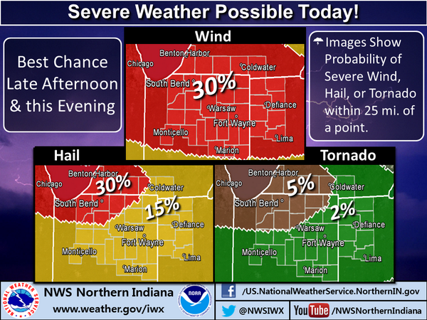 NWSIWX's tweet photo. Slight risk for severe storms late this afternoon and this evening! http://t.co/BDZS8jkfc9