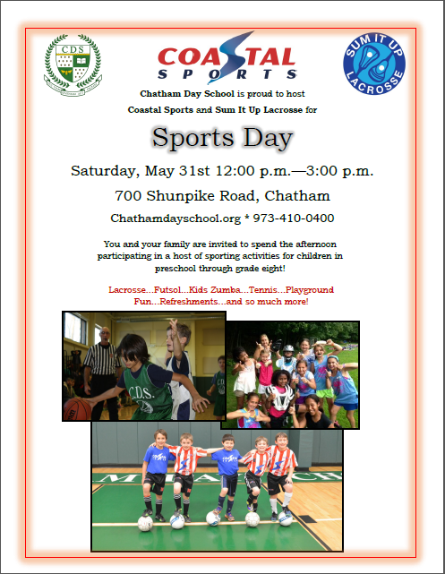 SwaxLaxLacrosse's tweet photo. Join us Sat. May 31 for a great event when we'll be at @ChathamDay with @CoastalSportsNJ for Sports Day! http://t.co/6prE92Gbrb