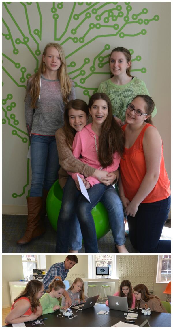 GirlScoutsEMass's tweet photo. Boxford Cadettes program robots like pros @CodeAndCircuit #gsemGirlScouts #STEM #TroopTuesday #girlscoutsrock http://t.co/jwPctl0uHf
