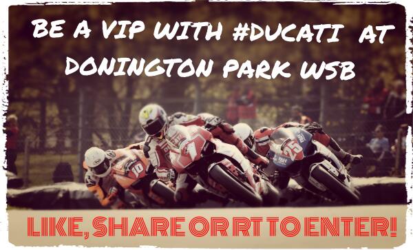 DucatiUKRacing's tweet photo. WIN VIP TICKETS TO @DoningtonParkUK @sbk_official! We've got 2 spots in our hospitality for Sun, just RT to enter! http://t.co/r1kXlYCq46