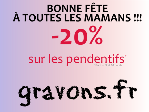 RLDiffusion's tweet image. Pour la fête des mère, -20% sur les pendentifs acier, argent et plaqués or sur gravons.fr !