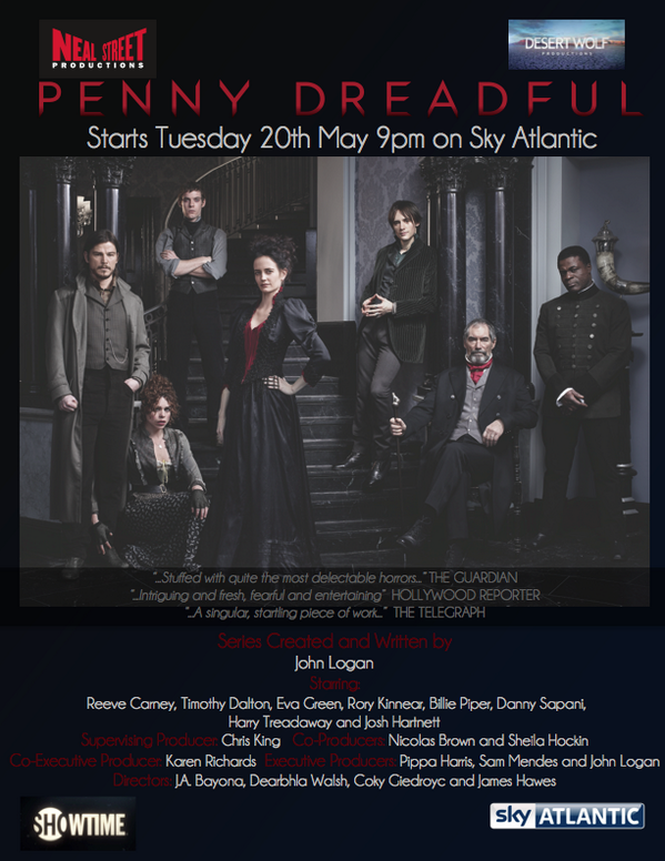 The wait is over... #PennyDreadful starts TONIGHT at 9pm on @skyatlantic Don't miss it! We hope you enjoy!
