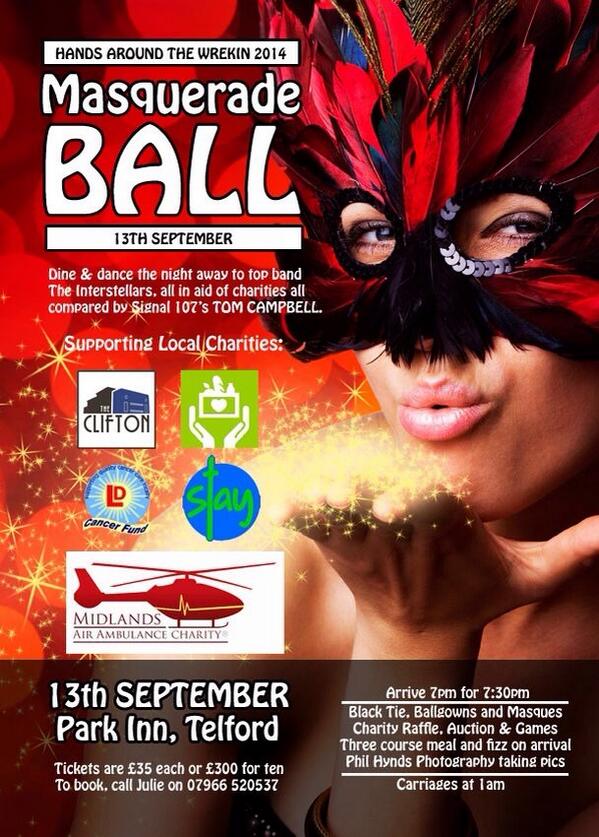 Posh frock &amp; party?Free13th Sept? 

Then how about joining us at charity Masquerade Ball 
💗 

telford-live.com/ball/