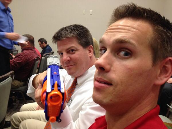 fairclothb's tweet image. NERF guns Locked and loaded at #vSEconf #hellobrocade .. Don&apos;t fall asleep!!!