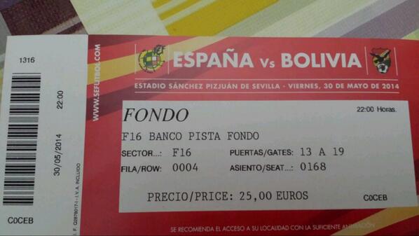ElPaisaje1's tweet photo. Ea con entradas para España-Bolivia cn @alexcnmodracion ^^ http://t.co/auGtNt5Il3
