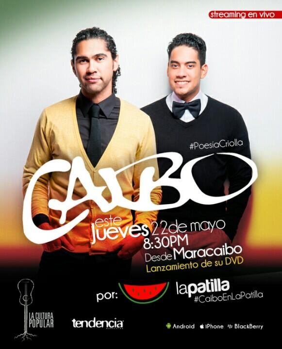 la_patilla's tweet photo. Este jueves nos vamos a Maracaibo a transmitir lo nuevo de @caibomusica sigue nuestro HT #CaiboEnLaPatilla http://t.co/UIBh4JplwJ
