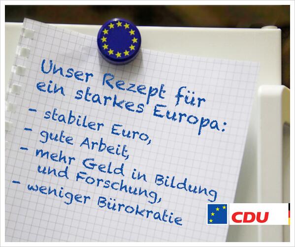 dletzelter's tweet photo. Einfach, aber wirkungsvoll ;-) “@CDU: Rezept für ein starkes Europa #mitJuncker http://t.co/xXCijgpOsS” #withJuncker #wahlarena