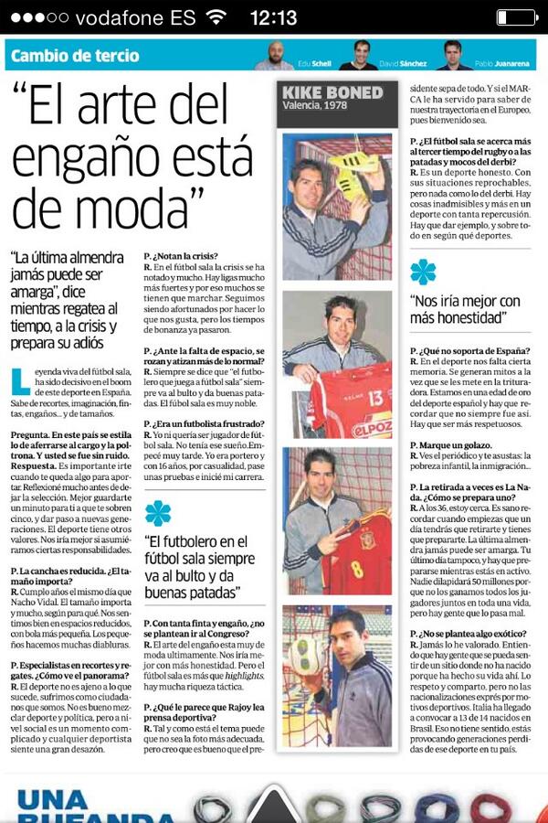 David74Sanchez's tweet photo. Se retira un gigante del fútbol sala ! Es @kikeboned ! #grande 👏👏👏👏👏 http://t.co/BdEM4o5Alz