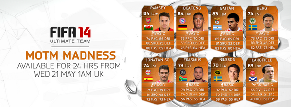EASPORTSFC's tweet image. #MOTM MADNESS! 8 new #MOTM in-forms available for 24hrs from 1am UK/5pm PT. #FUT