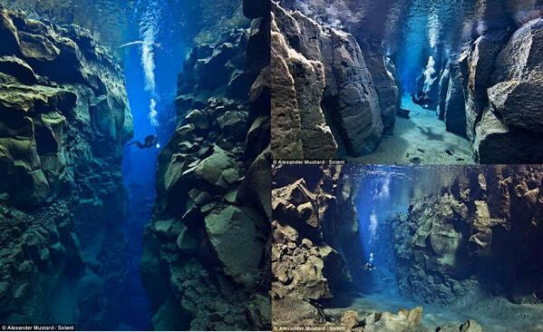 TheMindBlowing's tweet photo. The stunning tectonic plate gap between Europe and America: http://t.co/6UoGkeE8Wu