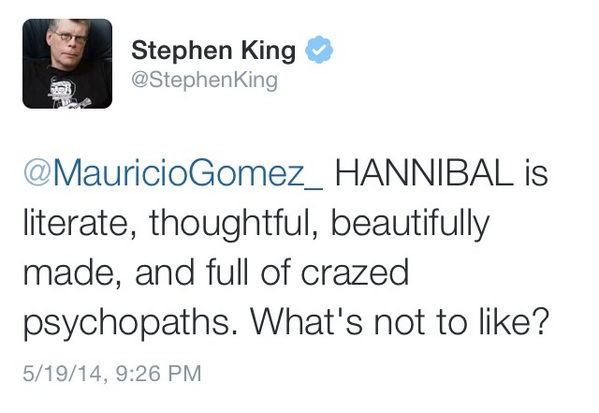 braidinthepalm's tweet image. @BryanFuller from the master of horror himself