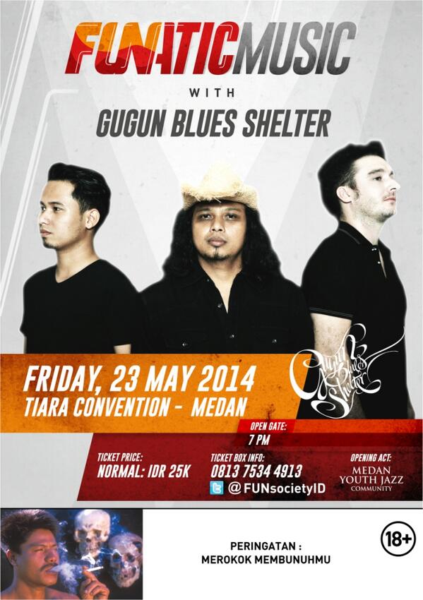 @horasmen HARI INI | FUNatic Music with <a href="/GBluesShelter/">GBluesShelter</a> @ Tiara Convention. Tix: 081375344913 | Info: <a href="/FUNsocietyID/">FUN Society</a>