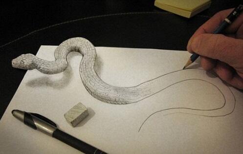 How to draw 3d Snake Step by step