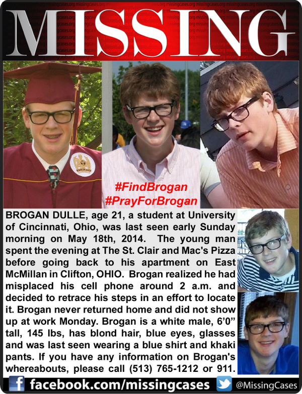 #RT #HelpFindBrogan #Missing #UofCincy student Brogan Dulle #Cincinnati #Ohio #Clifton #OH #FindBrogan #PrayForBrogan