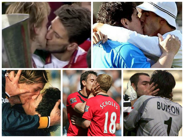 #Bolaneters Siapa bilang ciuman cuma bisa dilakukan lawan jenis. Di sepakbola, rekan setim pun bisa jadi 'korban'.