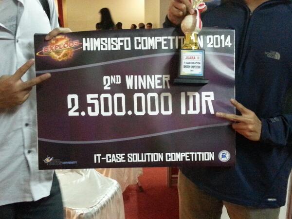 ujanjan's tweet photo. Selamat buat EUPHORIA(@ellyzamartha @rizdariz @azkazk) Juara 2 IT CASO @HCExplode2014, mantaapppp #KuningkanBinus 😁 http://t.co/YTOkjO3xKC