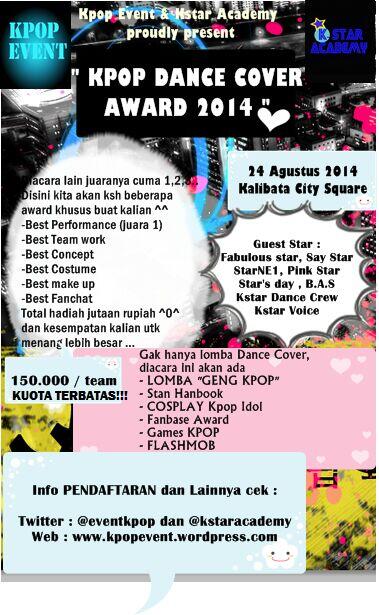 <a href="/AGirls_DC/">WE R AGIRLS!</a> Come&amp;join <a href="/eventkpop/">KPOP EVENT Organizer</a> &amp; <a href="/kstaracademy/">K-Star Academy</a> Proudly Present "KPOP DANCE COVER AWARD 2014" 24/8/14 @ Kalibatacity