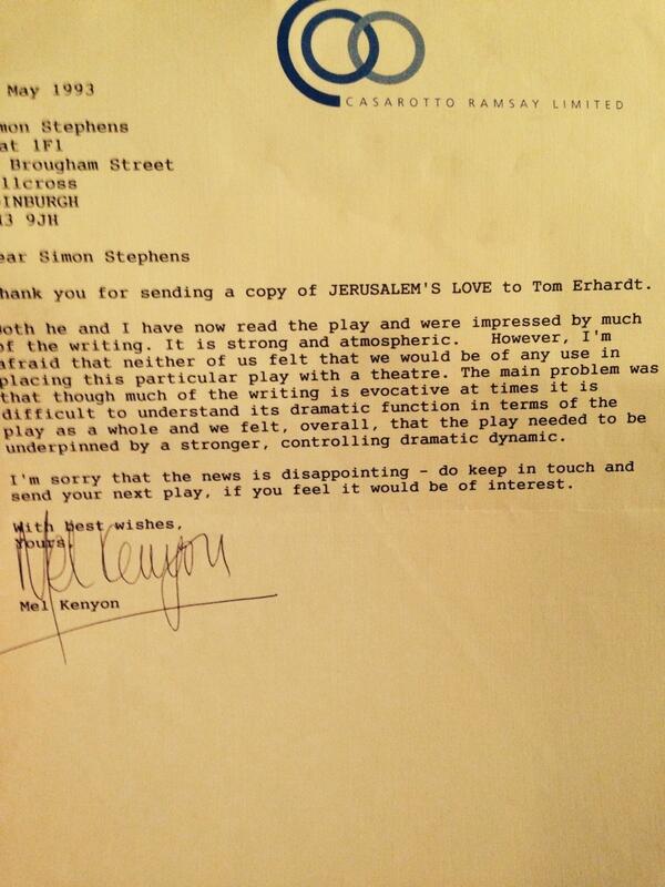 Also this from my agent five years before she took me on. I share it to encourage. Never stop writing, ever.