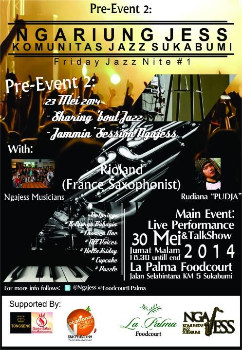 FoodcourtLPalma's tweet photo. @SeputarSKB PRE-EVENT2 #NgariungJazz | sharing, coaching, jammin' | jumat malam 23mei 2014 | 19.00-end #FREE http://t.co/6MhcPv1QlA