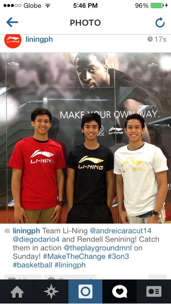 JoshCaracut's tweet photo. Follow my idols @DiegoDario4 @liningph #rendell #makethechange #teamLiNing http://t.co/RFnDbjYNuT