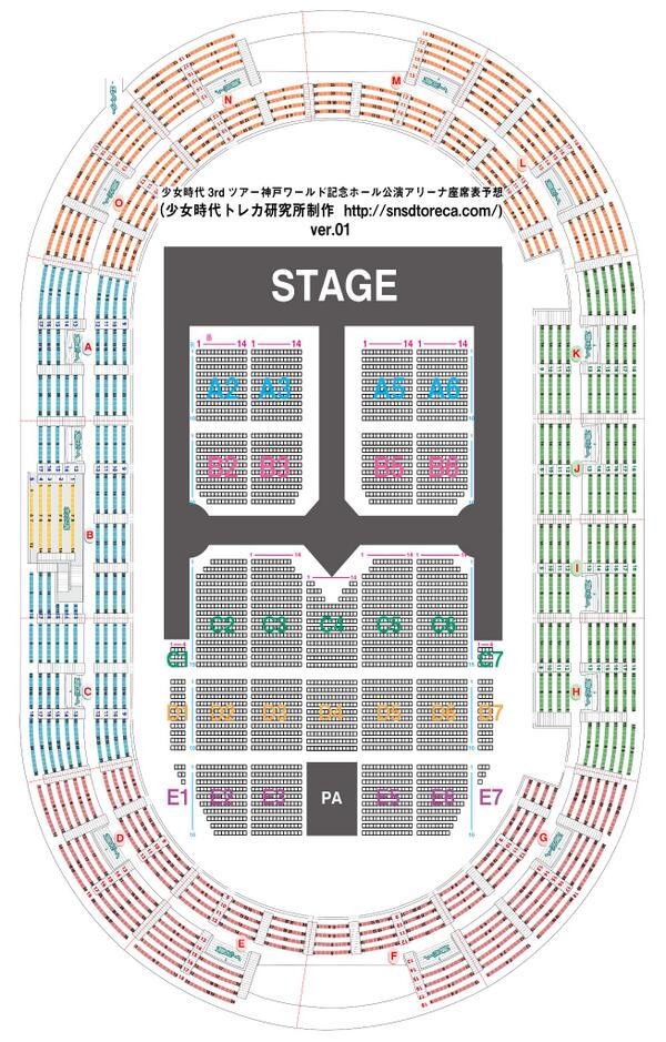 Snsdトレカ Ar Twitter ソシコン座席情報 先ほどのツイートしたソシコン3rd 神戸ワールド記念ホール公演アリーナ座席表ver1のスタンドを含めた図 間違ってる可能性がありますので 気付いたところがありましたら情報お願いします 全部の情報もみなおせてないので