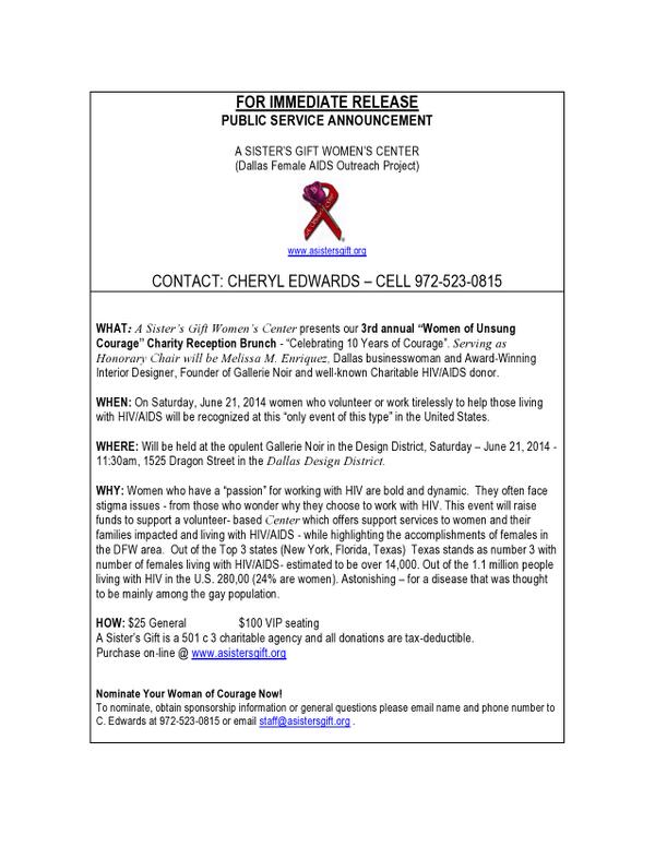 Our 3rd Annual “Women of Unsung #Courage” #Brunch on Saturday June 21, 2014. Check the PSA for additional info