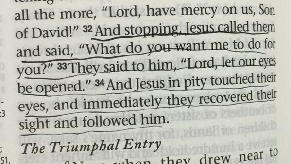 LoveOverLust1's tweet photo. How can we as Christians do anything different than these two blind men? God has opened our eyes and saved us. http://t.co/1xjfLcuswf