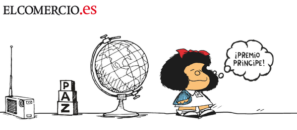 elcomerciodigit's tweet photo. Mafalda se pasea por EL COMERCIO con su #PremioPrincipeDeAsturias @premiospa http://t.co/egTUWn8Dea http://t.co/wXMk0qjpIe