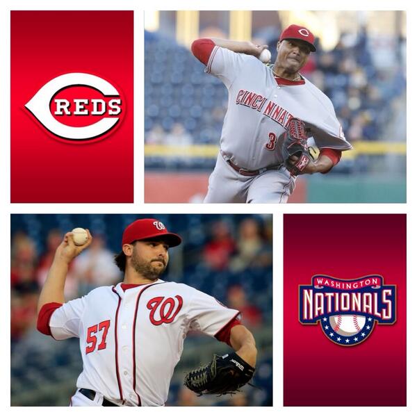 RedsFansClub's tweet photo. Reds (20-24) Vs. Nationals (24-21) - 4:05PM

PITCHING MATCHUP:
Simon (5-2, 2.45) Vs. Roark (3-1, 3.65)
. http://t.co/FvMDn6kyf4