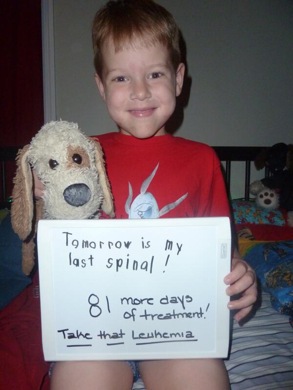 Last spinal today!  80 more day of treatment left. #wearebrysonstrong  #heroscelebration #almostdone