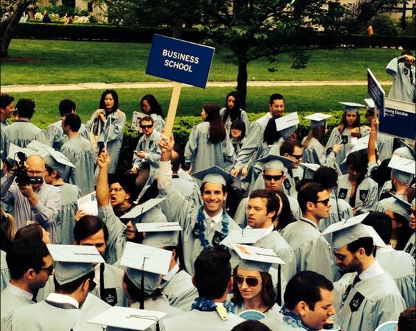 ColumbiaBizOSA's tweet photo. We spy something blue &amp; white w/ lots of school spirit! Can you guess? That's right it's CBS! CBS! CBS! Congrats '14! http://t.co/8gdMuLehZh