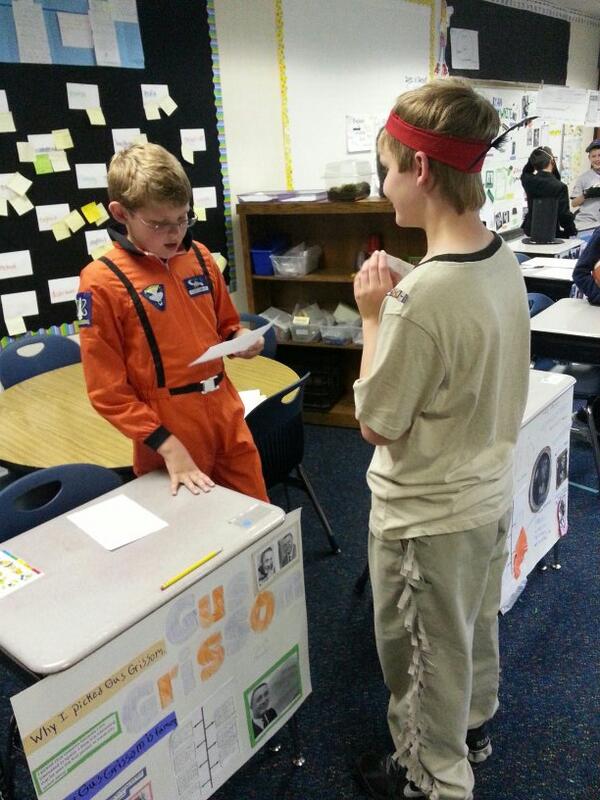 MrsSchultzOPE's tweet photo. Pontiac learning all about space from Gus Grissom! Our Famous Hoosier Wax Museum takes place tomorrow! http://t.co/DTDnPHr3g4