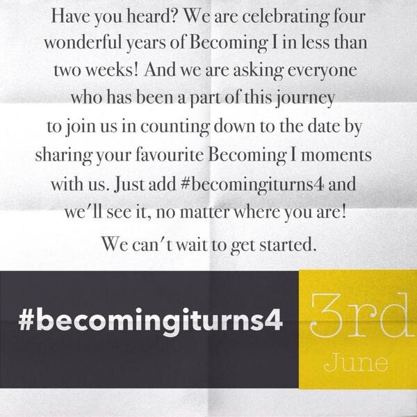 We are turning 4! Share with us your favorite #becomingi moments and add #becomingiturns4 We'd love to hear from you!