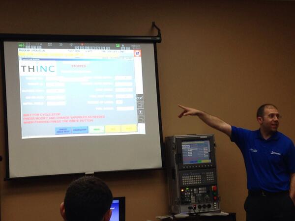 OkumaAmerica's tweet photo. Chris Robson @MorrisMidwest shows how custom apps make #cnc machine tools easier to use. #productivity #smartcnc #mfg http://t.co/rv8eBtzzLW