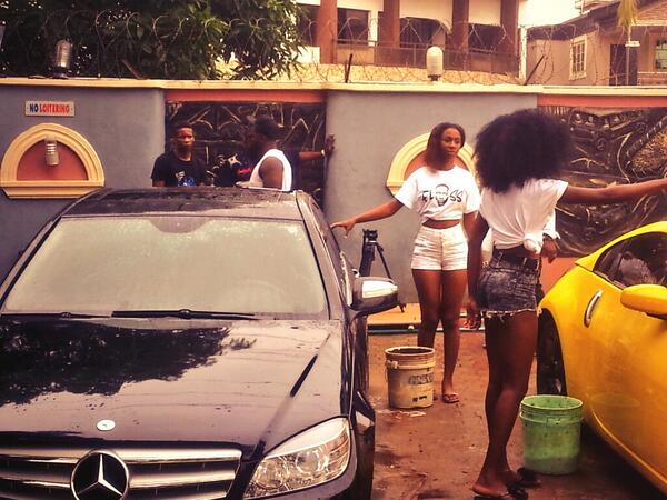 edigital24's tweet photo. Well it was a "car wash" scene & dem hawt mamis' had to "wet" the machines b4 shoot commenced @mazi_floss 's #MaLoLe http://t.co/8iYZ4DzYbM