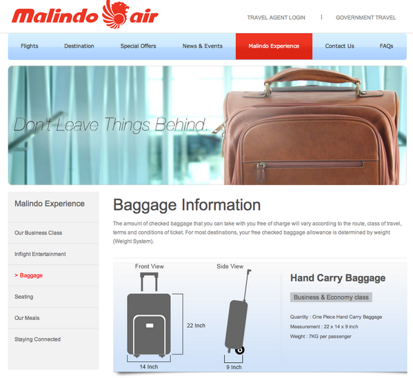 Malindo air baggage